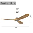 thumbnail image 7 of Noaman 60 Inch Outdoor Ceiling Fan Without Light, 3 Solid Wood Blades, Brushed Nickel, DC Motor with Remote Control, Reversible for Year-Round Use, 7 of 7