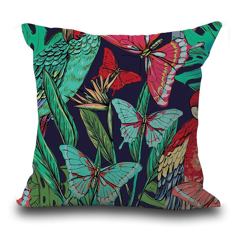 Tropical Flower Print Cushion Cover Throw Waist Pillow Case Pillowcases Home 