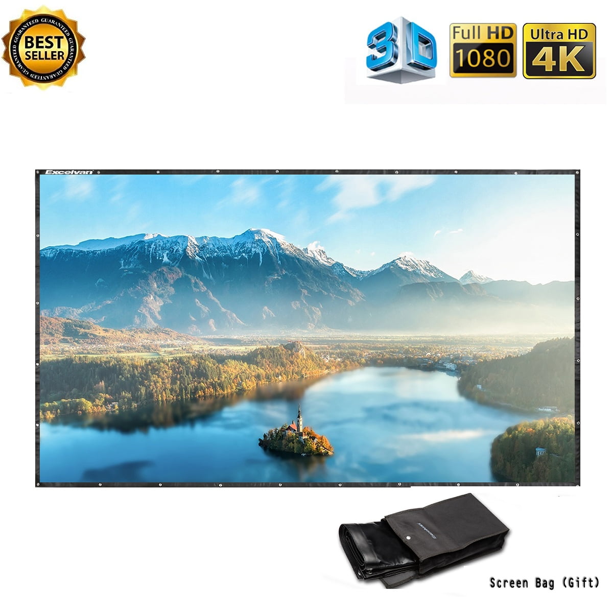 Outdoor Home 150 Inch 16:9 Collapsible PVC HD Projector Screen With Hanging Hole