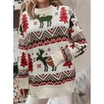 thumbnail image 2 of Suéter navideño de punto con capucha y manga larga cálida para mujer para otoño e invierno, 2 of 3
