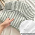 thumbnail image 4 of Twin XL Size Fitted Sheet Set - Sage Green Stripe 2 Piece Bedding Sets 16" Deep Pocket Fitted Sheet with 1 Pillowcases, Modern Striped Minimalist Geometric Lines Brushed Microfiber Hotel Bed Sheets, 4 of 9