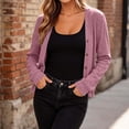 thumbnail image 4 of Vivianyo HD Women's Cropped Cardigan Sweater, Fall Winter Button Down V Neck Long Sleeve Layering Top for Casual Daily Wear, Sizes S-2XL, 4 of 6