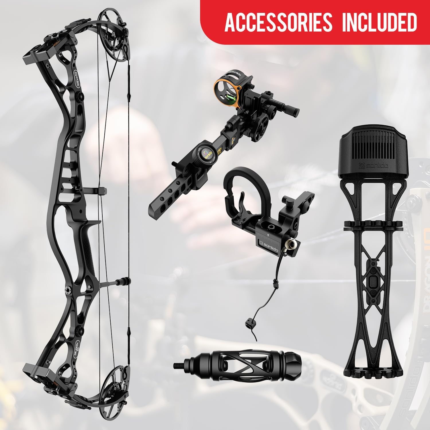 Sanlida Dragon 10 Flagship Top of The Line Hunting Compound Bow Kit for Adults, Standard Hunting Bow for Adults and Advanced Archers, IBO Speed 340 FPS