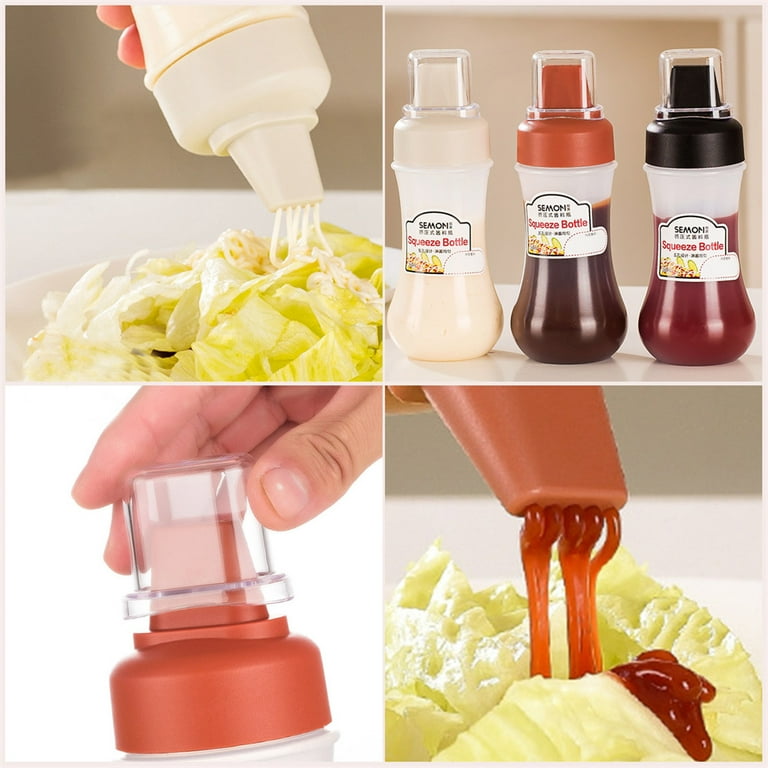 1Pack Porous Condiment Squeeze Bottle Refillable Condiment Five Hole  Container with Lid Syrup Squirt Bottle Sauce Dispenser Ketchup Bottle for  Bbq, Oil, Hot Sauce, Salad Dressing, Cooking, 350ml 