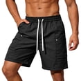 thumbnail image 2 of LTTVQM Men's Cargo Shorts Elastic Waistband Drawstring Summer Casual Cotton Shorts Relaxed Fit Lightweight Workout Short Pants with 4 Pockets Black L, 2 of 5