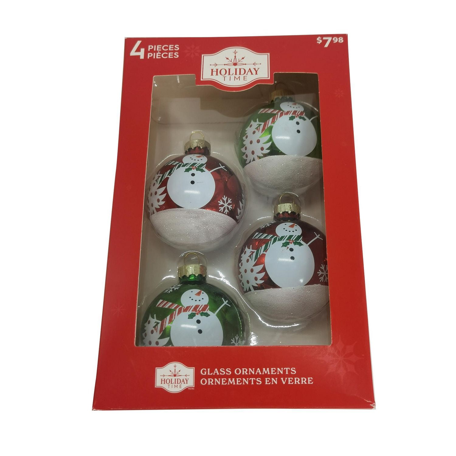 HOLIDAY TIME 65MM X 4CT SNOWMAN ORNAMENT