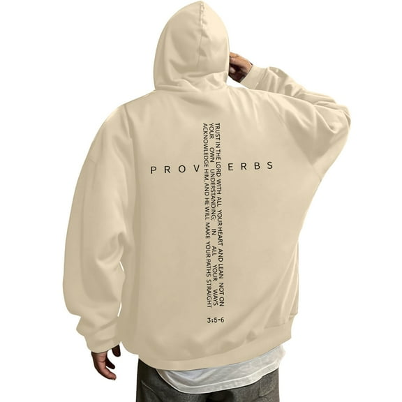 XIAONU Proverbs 3:5-6 Hoodie for Adults Biblical Verse Graphic Pullover Hoodie Inspirational Casual Oversized Hooded Sweatshirt