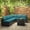 Dark Brown+Peacock Blue cushion, variant on 7 Pieces Outdoor Patio Furniture Set, Modular Sectional Wicker Patio Conversation Sets with Glass Coffee Table, 2 Pillows, PE Rattan Conversation Seatings for Garden, Backyard, Poolside