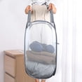 thumbnail image 4 of Laundry Hamper [2 Pack] with Handle, Gray Collapsible Laundry Basket Pop Up Mesh Laundry Bag Foldable Laundry Hamper, 4 of 5