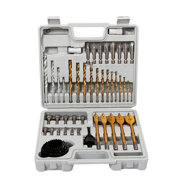 Amdohai 47 Pieces Drill Bit Set Screwdriver Bit Set Includes Hole Saws Masonry Drill Bits Wood Drill Bits & More with Plastic Case for DIY Household Repair