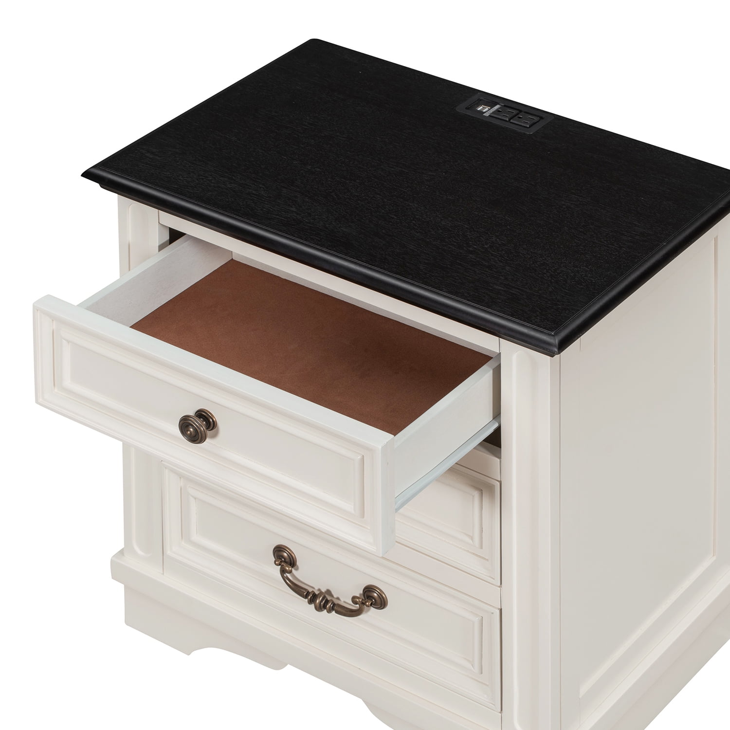 Kepooman Nightstand with 3 Drawers and USB Charging Ports, Bedside Table with 2 Standard Plug Outlets for Living Room, Bedroom, Beige Kepooman Nightstand with 3 Drawers and USB Charging Ports, Bedside Table with 2 Standard Plug Outlets for Living Room, Bedroom, Beige