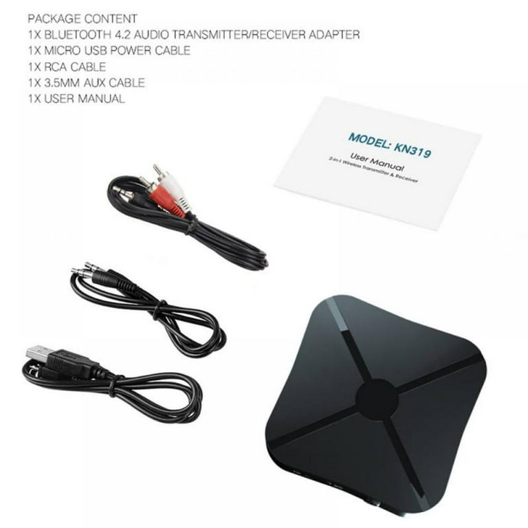 Hazel Bluetooth 4.2 Audio Receiver 3.5mm AUX aptX Low Latency Adapter for TV Home Sound System for Single Bluetooth Signal Device Black