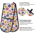 thumbnail image 4 of Dailycode Double Sided Oven Mitt with Loop Heat Resistant Kitchen Long Potholders 7" x 35" Colorful Flower Drawing, 4 of 6