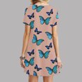thumbnail image 4 of Lindreshi Summer Dresses for Women Clearance under 5.00 Women's Fashion Short Sleeve Print Round Neck Ladies Loose Mini Dress, 4 of 6