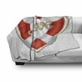 thumbnail image 2 of Coastal Soft Flannel Fleece Throw Blanket, Heart Shaped Belt Valentine Love Affection Honeymoon Romantic Theme Art, Cozy Plush for Indoor and Outdoor Use, 50" x 70", Orange White Cream, by Ambesonne, 2 of 5