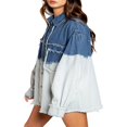 thumbnail image 4 of Veste en Denim Effiloché Surdimensionnée pour Femmes Caitzr, Veste en Jean Décontractée Style Boyfriend, 4 of 7