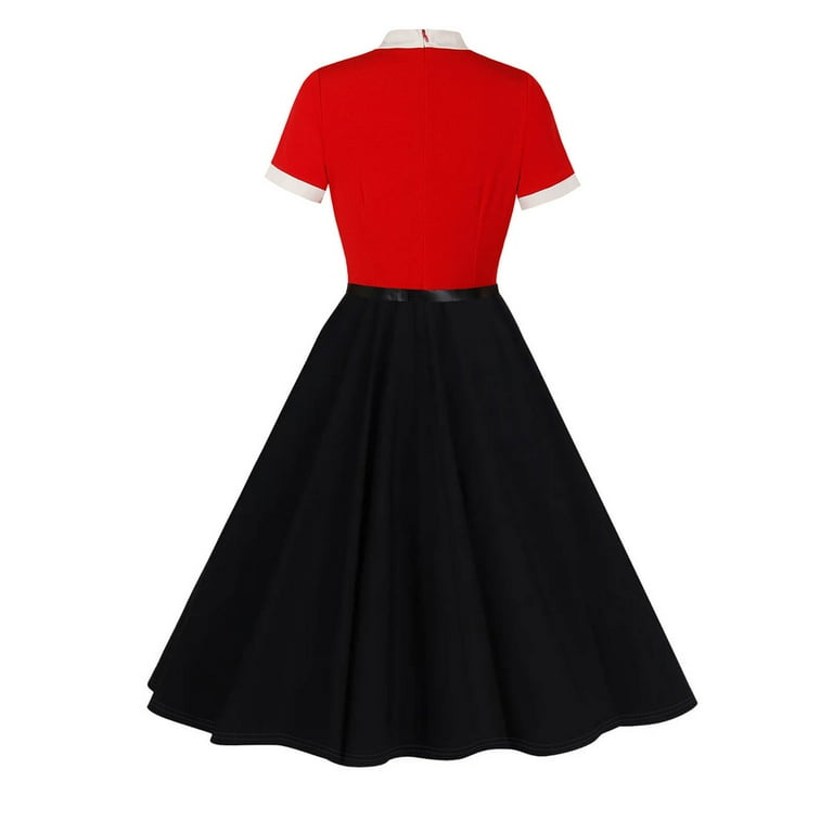 Xqxayjr Women 1950s Vintage Floral Cocktail Swing Dress 50s Short Sleeve Audrey  Hepburn Rockabilly Prom Dress A Line Tea Party Dress - Walmart.com