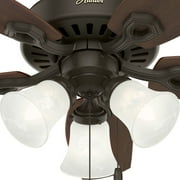 Hunter 42 inch Indoor Ceiling Fan with LED Lights - Bronze Ceiling Fan with Pull Chain, For Bedroom or Living Room, Standard Mount, No Remote, 5 Blades, Includes Bulbs - Builder 52107, New Bronze