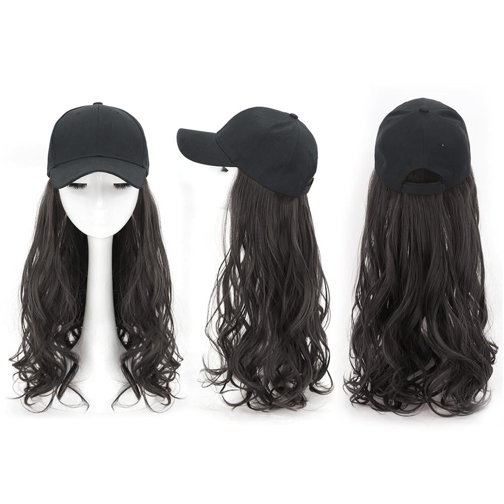 Baseball Cap with Hair Extensions for Women Adjustable Hat with