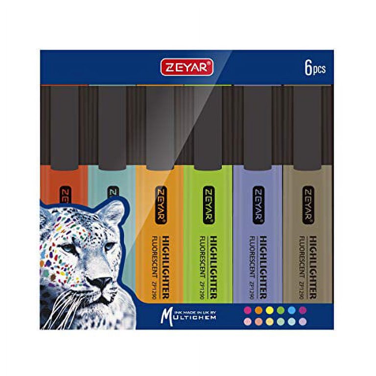 ZEYAR Highlighter Pastel Colors, Chisel Tip Marker Pen, Assorted Colors, Water Based, Quick Dry (6 Macaron Colors)