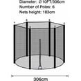 thumbnail image 2 of Filet de Sécurité de Remplacement pour trampoline, Filet de Sécurité pour trampoline Ø 305 cm avec Fermeture Éclair, Filet de Sécurité avec 6 Poteaux Droits, 2 of 5