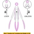 thumbnail image 2 of Serving Tongs Kitchen Tongs - Heat Resistant, Premium Stainless Steel Locking Cooking Tongs with Silicone Tips, Mini Tongs with Silicone Tips 7-Inch Kitchen Tongs, Set of 3 (Pink), 2 of 6