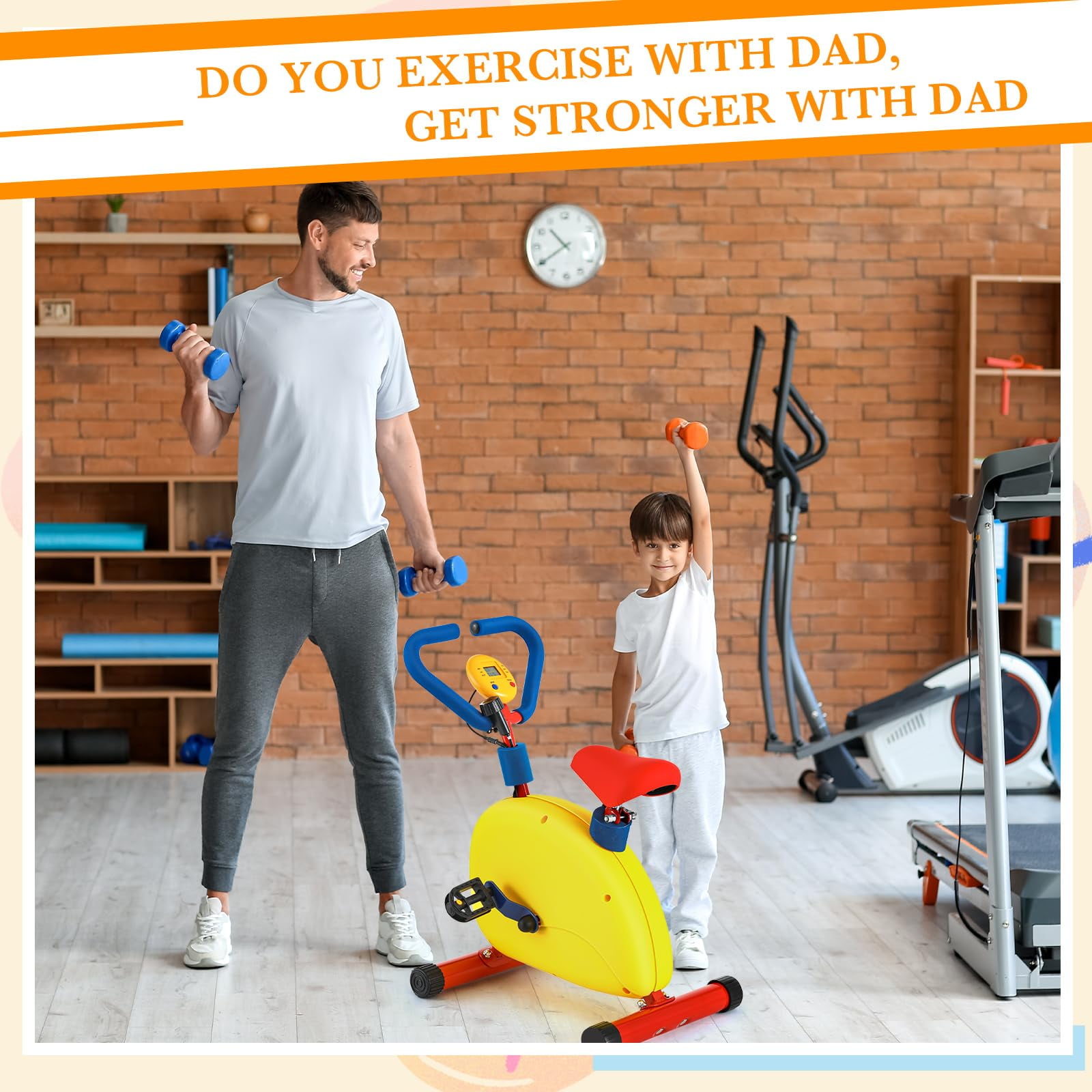 Kids Fitness Exercise Bike Equipment, Childrens Exercise Bike with Adjustable Seat, Kids Stationary Bike Workout Equipment, Gift for Boys Girls