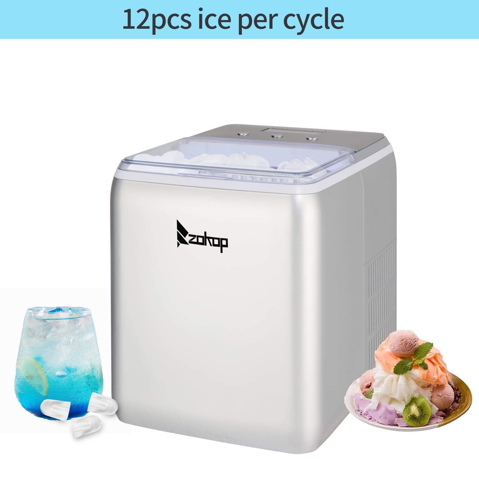Lowestbest Portable Ice Maker, 24-Hour Countertop Ice Maker, Compact Automatic Ice Maker