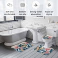 thumbnail image 6 of Tropical Plant Bathroom Rugs Set Watercolor Green Palm Leaf Red Flower Non Slip Absorbent Soft Bath Mats 3 Piece Set with Bathroom Rug, U-Shaped Floor Mat, Toilet Seat Cover Small Size, 6 of 9