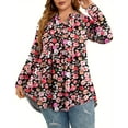 thumbnail image 3 of TARAINYA Women's Plus Size Tops Long Sleeve Henley V Neck Button Up Flowy T Shirts Tunic Loose Blouses, 3 of 8
