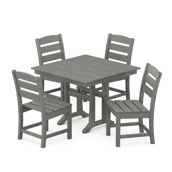 POLYWOOD Lakeside 5-Pieces Farmhouse All-Weather Dining Furniture Sets Slate Grey