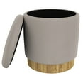 thumbnail image 3 of WHI Modern Fabric Round Storage Ottoman Grey Natural, 3 of 6