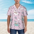 thumbnail image 2 of Fuzoiu Llama Unicorn and Rainbow Print Hawaiian Shirt for Men, Summer Beach Casual Short Sleeve Button Down Shirts, Men’s Beach Summer Shirts with Pocket,Small, 2 of 7