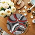 thumbnail image 3 of Round Placemats Set of 4 Red Grey Geometric Circle Place Mats Washable Woven Placemat Modern Abstract Lines Circle Braided Table Mat for Kitchen Dining Table Party Home Decor 15 Inch, 3 of 8