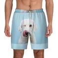 thumbnail image 2 of Goofa Puppy Licks Nose Printed Men's Swim Trunks Board Shorts Quick Dry Mens Swimming Trunks with Compression Liner,Breathable Fit Hawaii Beach Shorts-Large, 2 of 9