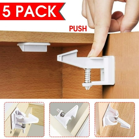 5pcs Baby Proofing Child Safety Kitchen Cabinet Door Locks Latches