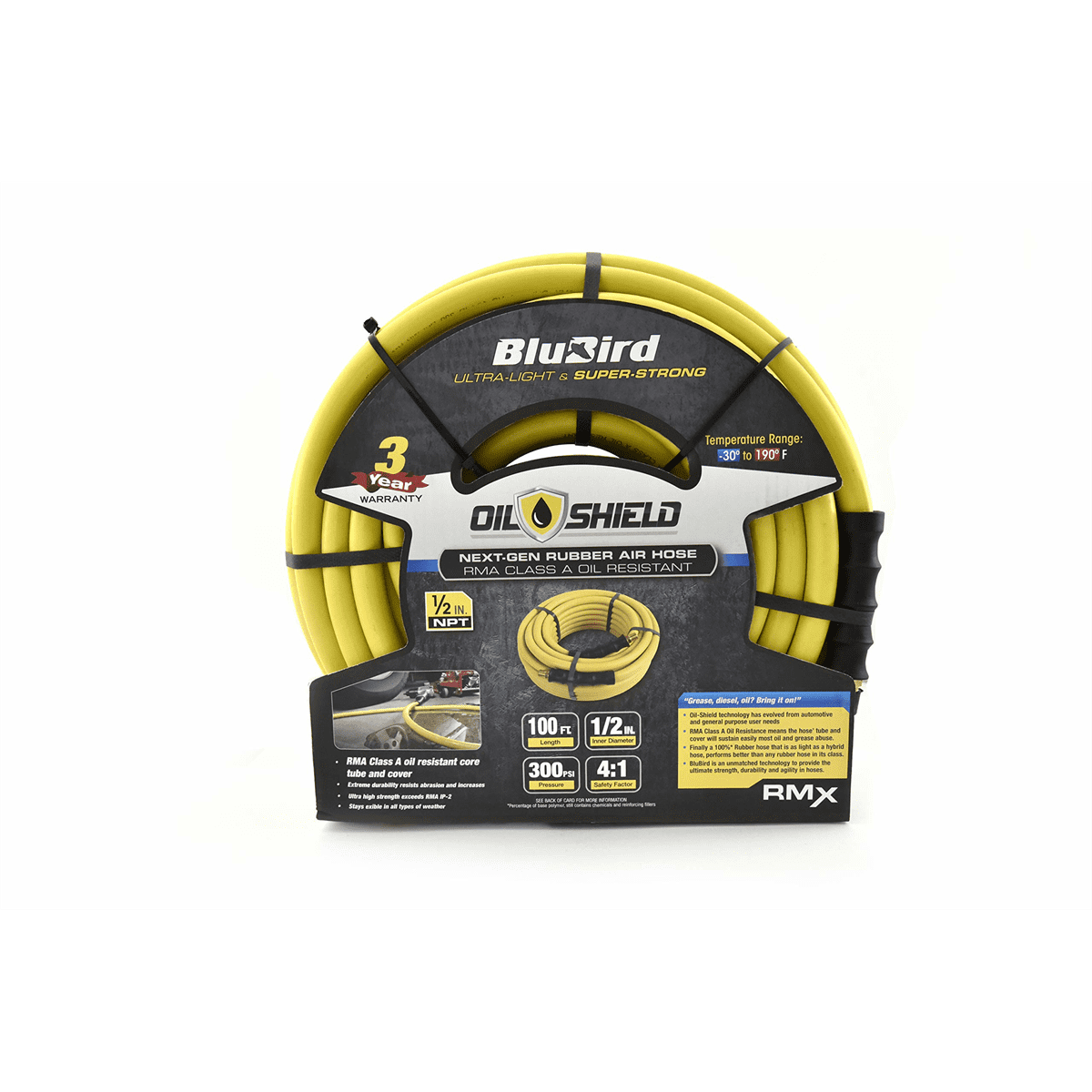 Blubird OS12100 1/2" x 100' Class A Rubber Air Hose - Range -50F to 200F