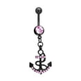 thumbnail image 6 of 14G Surgical Steel Dangling Anchor Belly Button Ring for Women Dangle CZ Barbell Navel Rings Belly Piercing Jewelry, 6 of 6