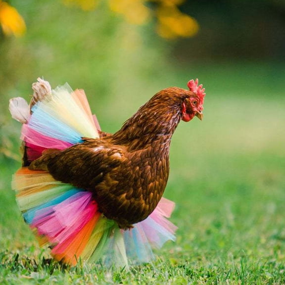 Chicken Tutu Skirt for Hens Poultry Feather Protector Mesh Dress for Patriotic Day and Holiday Party Costume Accessories, Multicolor