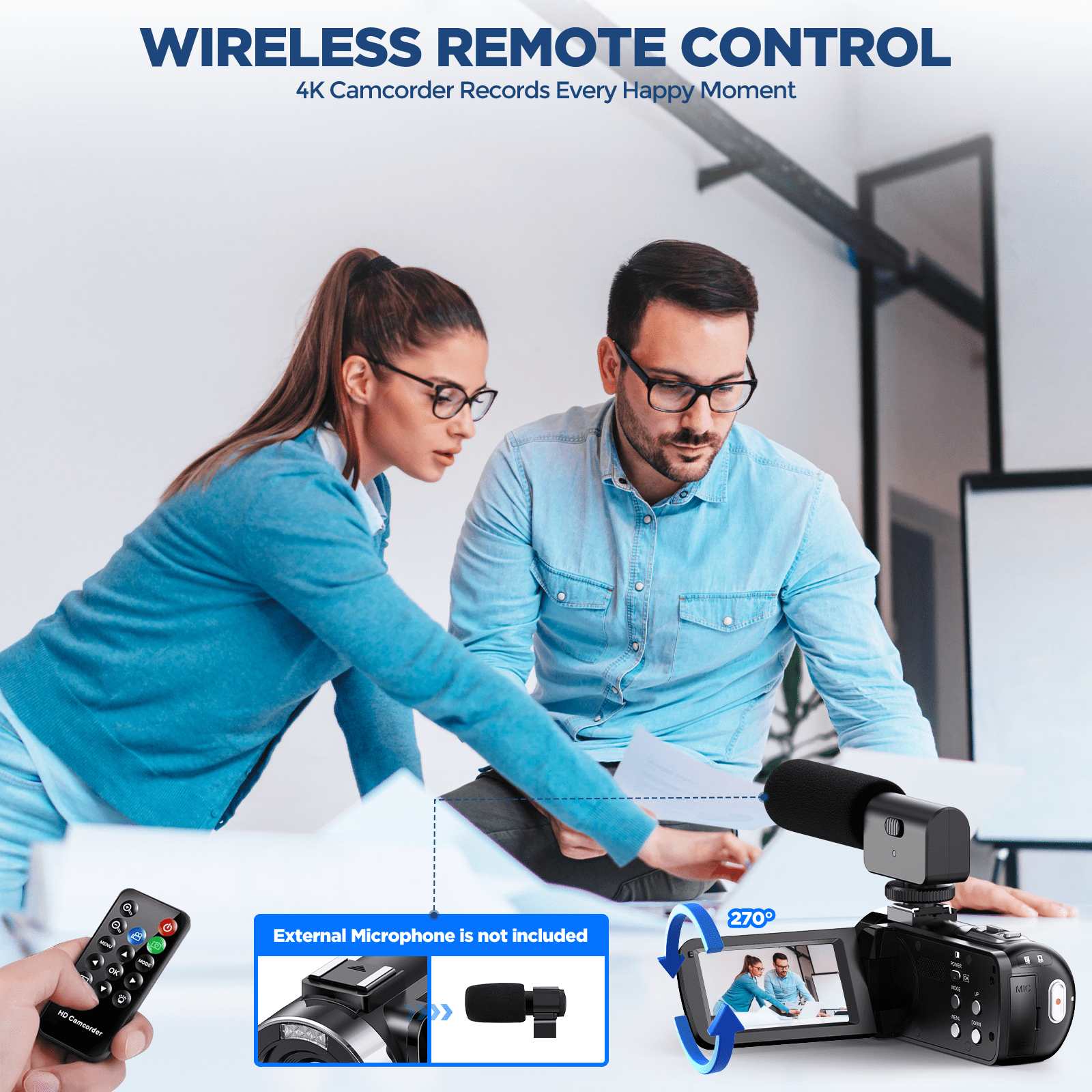 Campark 4K Video Camera Camcorder 42MP Vlogging Camera for YouTube with Remote Control LED Fill Light