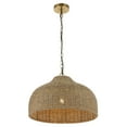 thumbnail image 3 of JONATHAN Y Eliza 20" 1-Light Coastal Bohemian Rattan/Iron Dome LED Pendant, Brown/Brass Gold, 3 of 11