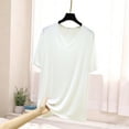 thumbnail image 4 of MORESEC Women Plus Size V Neck Short Sleeve T-Shirt Casual Loose Fit Tee Shirt Solid Color Tops Everyday Comfort Wear Summer Fashion Clothes, White 2XL, 4 of 5
