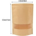 thumbnail image 2 of 100 Pcs Kraft Paper Bags with Window Stand Up Pouches Bags, Zip Lock Food Storage Bags for Packaging Products, Reusable, Sealable (Brown, 3.5x5.5 inch), 2 of 5