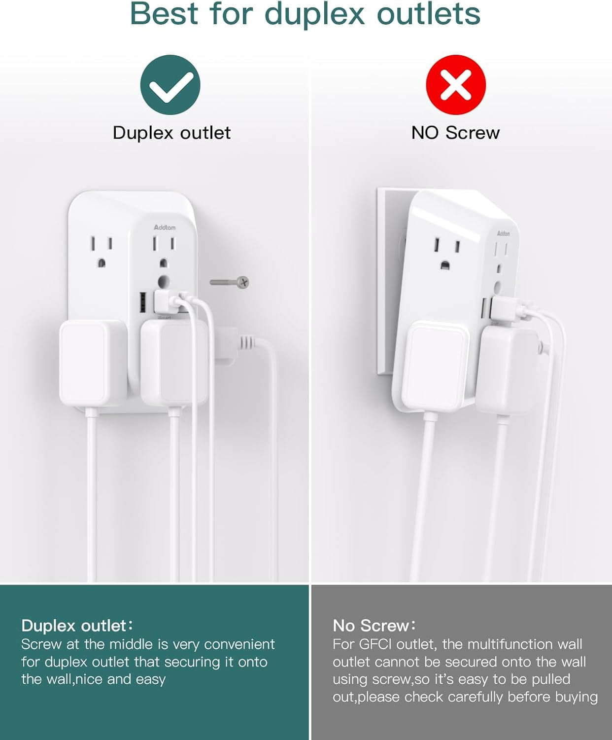 Sur Protector Outlet Extender, 6-Outlet Splitter with 4 USB Wall Charr(2 USB-C Ports), Multi Wall Outlet 1800J Power Strip for Home Office Dorm Room Essentials
