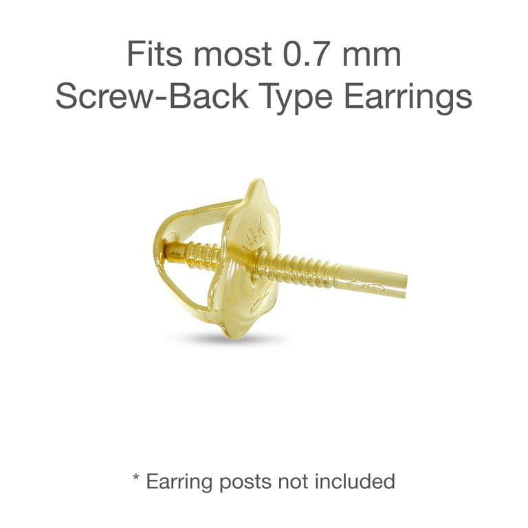 Pair of 14K Yellow Gold Earring Back Replacements | Threaded Screw on Screw Off | Quality Die Struck | Post Size .032 Pad Size 6.3 mm | 2 Backs