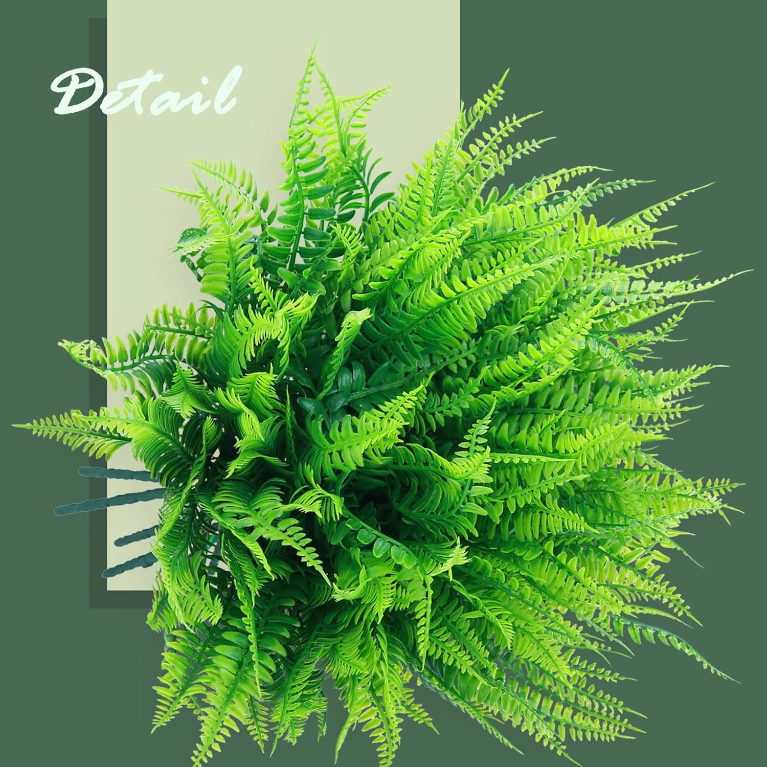 24 Pcs Artificial Boston Ferns for Outdoors UV Resistant Greenery Stems Faux Shrubs Plants for Garden Front Porch Table Window Box Home Decorations