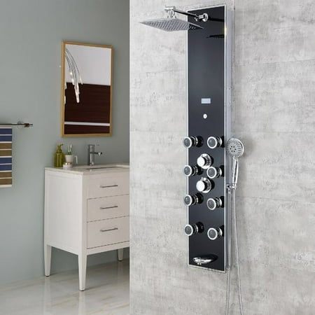 - Luxier Pressure Balanced Rain Multi-Function Shower Tower Panel Massage System with Handheld Includes Rough-In Valve