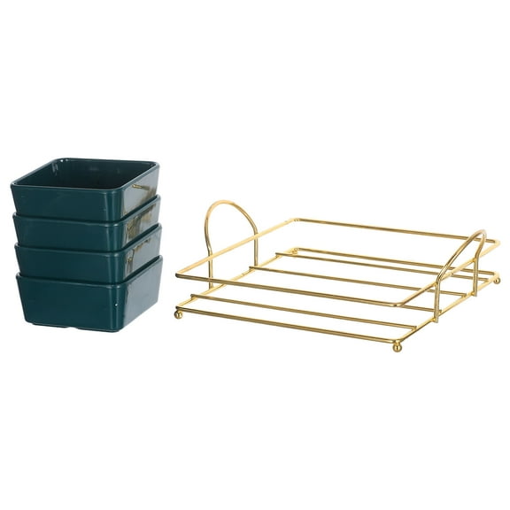 TABLZONE Multi-Section Plate Dark Green and Heat-Resistant for Home 1Set