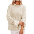 thumbnail image 2 of ZHYou Womens Sweaters Women's Fashionable And Casual Loose Knitted Long Sleeved Round Neck Sweater, 2 of 5