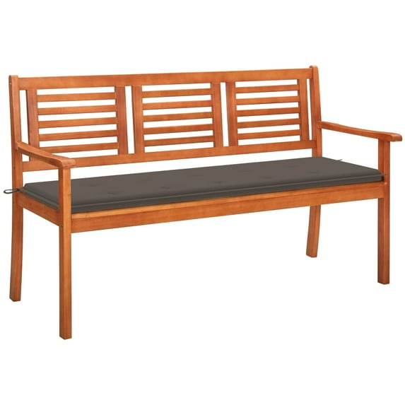 Charmma 3-Seater Patio Bench with Cushion 59.1" Solid Eucalyptus Wood